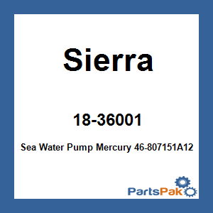 Sierra 18-36001; Sea Water Pump Mercury 46-807151A12