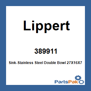 Lippert 389911; Sink-Stainless Steel Double Bowl 27X16X7