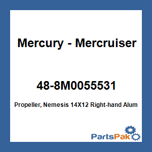 Quicksilver 48-8M0055531; Propeller, Nemesis 14X12 Right-hand Aluminum 4-Blade mz Replaces Mercury / Mercruiser