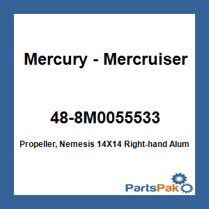 Quicksilver 48-8M0055533; Propeller, Nemesis 14X14 Right-hand Aluminum 4-Blade Mz Replaces Mercury / Mercruiser