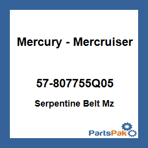 Quicksilver 57-807755Q05; Serpentine Belt Mz Replaces Mercury / Mercruiser