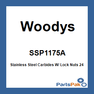 Woodys SSP1175A; Stainless Steel Carbides W/ Lock Nuts 24 Pcs