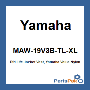 Yamaha MAW-19V3B-TL-XL Pfd Life Jacket Vest, Yamaha Value Nylon Teal XL; MAW19V3BTLXL