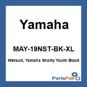 Yamaha MAY-19NST-BK-XL Wetsuit, Yamaha Shorty Youth Black XL; MAY19NSTBKXL