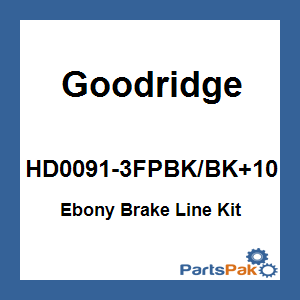Goodridge HD0091-3FPBK/BK+10; Ebony Brake Line Kit Touring Tri-Front +10