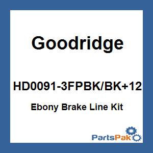 Goodridge HD0091-3FPBK/BK+12; Ebony Brake Line Kit Touring Tri-Front +12
