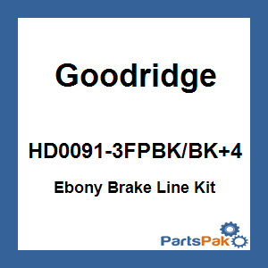 Goodridge HD0091-3FPBK/BK+4; Ebony Brake Line Kit Touring Tri-Front +4