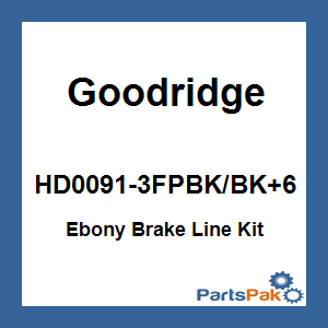Goodridge HD0091-3FPBK/BK+6; Ebony Brake Line Kit Touring Tri-Front +6