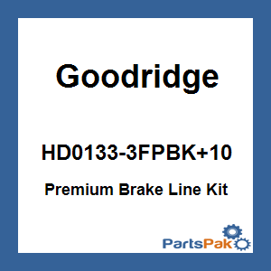 Goodridge HD0133-3FPBK+10; Premium Brake Line Kit Touring Non-Abs Black +10