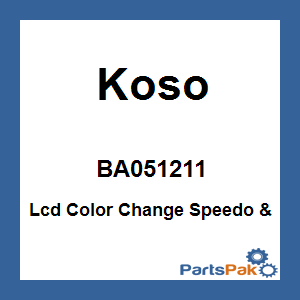 Koso BA051211; Lcd Color Change Speedo & Tachometer Black Bezel