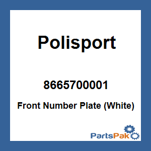 Polisport 8665700001; Front Number Plate (White)