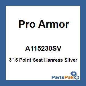 Pro Armor A115230SV; 3-inch  5 Point Seat Harness Silver