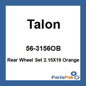Talon 56-3156OB; Rear Wheel Set 2.15X19 Orange Hub Black Rim