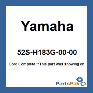 Yamaha 52S-H183G-00-00 Cord Complete; 52SH183G0000