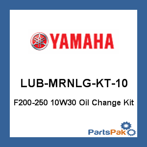 Yamaha LUB-MRNLG-KT-10 Oil Change Kit, F200 - F250 10W30 Outboard Motor; LUBMRNLGKT10