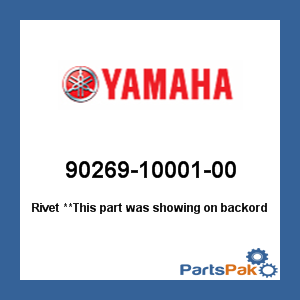Yamaha 90269-10001-00 Rivet; 902691000100