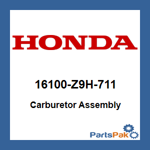 Honda 16100-Z9H-711 Carburetor Assembly; 16100Z9H711
