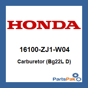 Honda 16100-ZJ1-W04 Carburetor (Bg22L D); 16100ZJ1W04