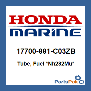 Honda 17700-881-C03ZB Tube, Fuel *Nh282Mu* (Oyster Silver); 17700881C03ZB