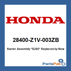 Honda 28400-Z1V-003ZB Starter Assembly *R280* (Power Red); New # 28400-Z1V-013ZB