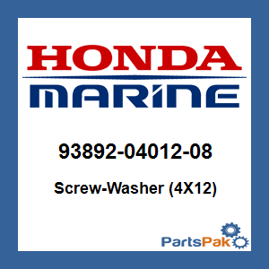 Honda 93892-04012-08 Screw-Washer (4X12); 938920401208