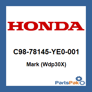 Honda C98-78145-YE0-001 Mark (Wdp30X); C9878145YE0001