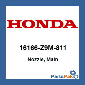 Honda 16166-Z9M-811 Nozzle, Main; 16166Z9M811