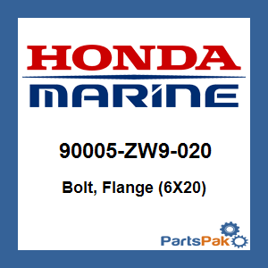 Honda 90005-ZW9-020 Bolt, Flange (6X20); 90005ZW9020