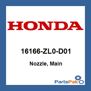 Honda 16166-ZL0-D01 Nozzle, Main; 16166ZL0D01