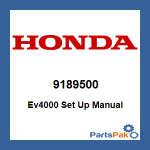 Honda 9189500 Ev4000 Set Up Manual; 9189500