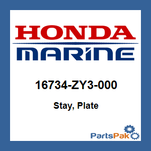 Honda 16734-ZY3-000 Stay, Plate; 16734ZY3000
