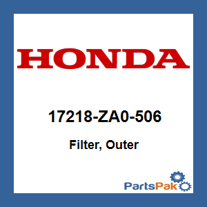 Honda 17218-ZA0-506 Filter, Outer; 17218ZA0506