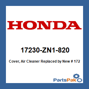 Honda 17230-ZN1-820 Cover, Air Cleaner; New # 17230-ZN1-821