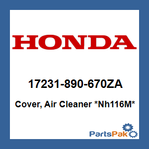 Honda 17231-890-670ZA Cover, Air Cleaner *Nh116M*; 17231890670ZA