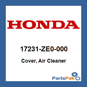 Honda 17231-ZE0-000 Cover, Air Cleaner; 17231ZE0000