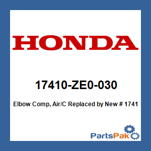 Honda 17410-ZE0-030 Elbow Complete, Air Cleaner; New # 17410-ZE0-040