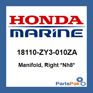 Honda 18110-ZY3-010ZA Manifold, Right *NH8* (Dark Gray); 18110ZY3010ZA