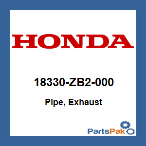 Honda 18330-ZB2-000 Pipe, Exhaust; 18330ZB2000