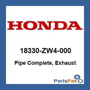 Honda 18330-ZW4-000 Pipe Complete, Exhaust; 18330ZW4000