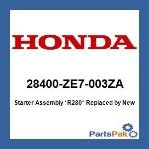 Honda 28400-ZE7-003ZA Starter Assembly *R280* (Power Red); New # 28400-ZE7-003ZC
