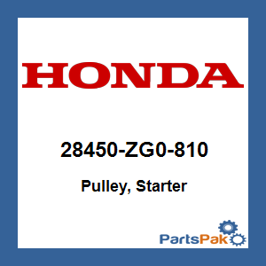 Honda 28450-ZG0-810 Pulley, Starter; 28450ZG0810