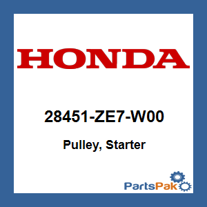 Honda 28451-ZE7-W00 Pulley, Starter; 28451ZE7W00