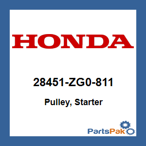 Honda 28451-ZG0-811 Pulley, Starter; 28451ZG0811