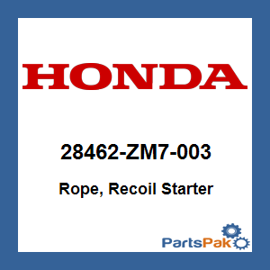 Honda 28462-ZM7-003 Rope, Recoil Starter; 28462ZM7003
