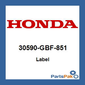 Honda 30590-GBF-851 Label; 30590GBF851