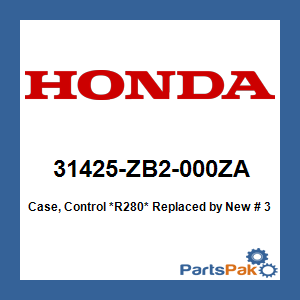 Honda 31425-ZB2-000ZA Case, Control *R280* (Power Red); New # 31425-ZB2-000ZE