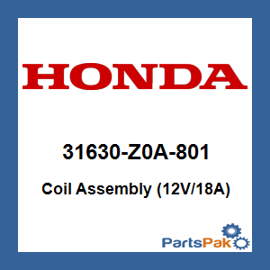 Honda 31630-Z0A-801 Coil Assembly (12V/18A); 31630Z0A801