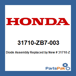 Honda 31710-ZB7-003 Diode Assembly; New # 31710-ZB7-A02