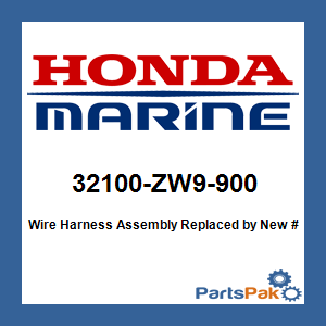 Honda 32100-ZW9-900 Wire Harness Assembly; New # 32100-ZW9-901