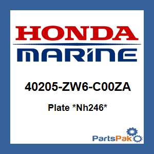 Honda 40205-ZW6-C00ZA Plate *NH246* (Loosey Gray); 40205ZW6C00ZA